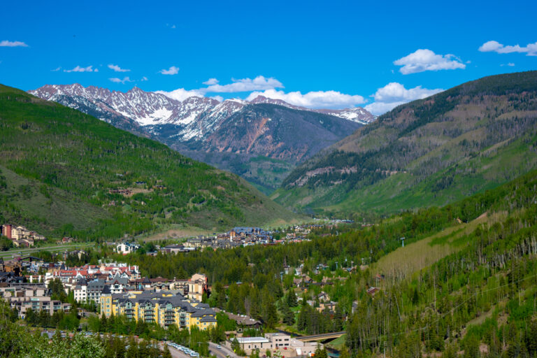 View of the ski resort town of Vail Colorado